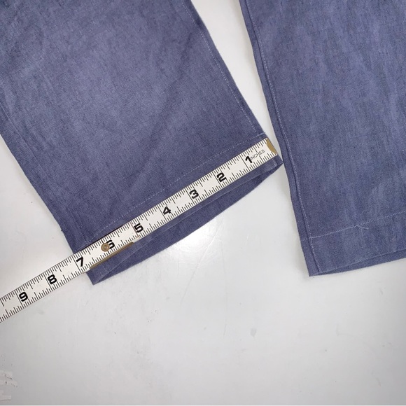 Blue Linen Pants Size Large Summer Coastal Vacation Beachy Large by Stitch Note - Picture 11 of 12